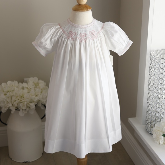 Feltman Brothers White Bishop Dress Smocked Embroidery 24 Months/2T RARE NWT - Picture 1 of 6